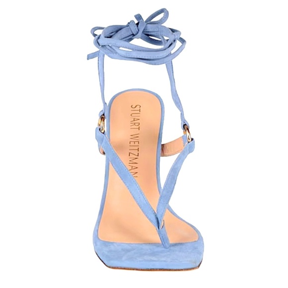Stuart Weitzman Lalita 75 Strappy Suede Periwinkle Blue Heel Sandals Size 8 - Picture 1 of 7
